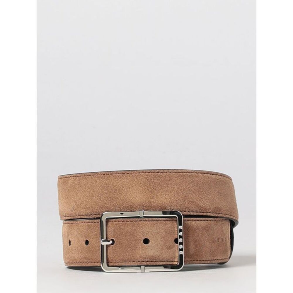Hogan Men Hogan Suede Calfskin Belt With Engraved Logo Buckle